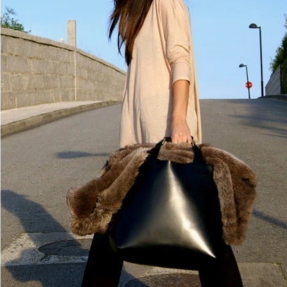 Zara black plaited shopper